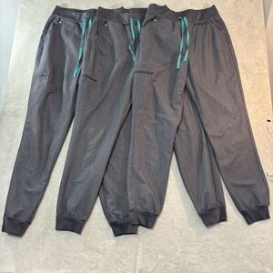 FIGS Set Of 3 Graphite Gray Zamora High Waist Scrubs Jogger Pants Medium